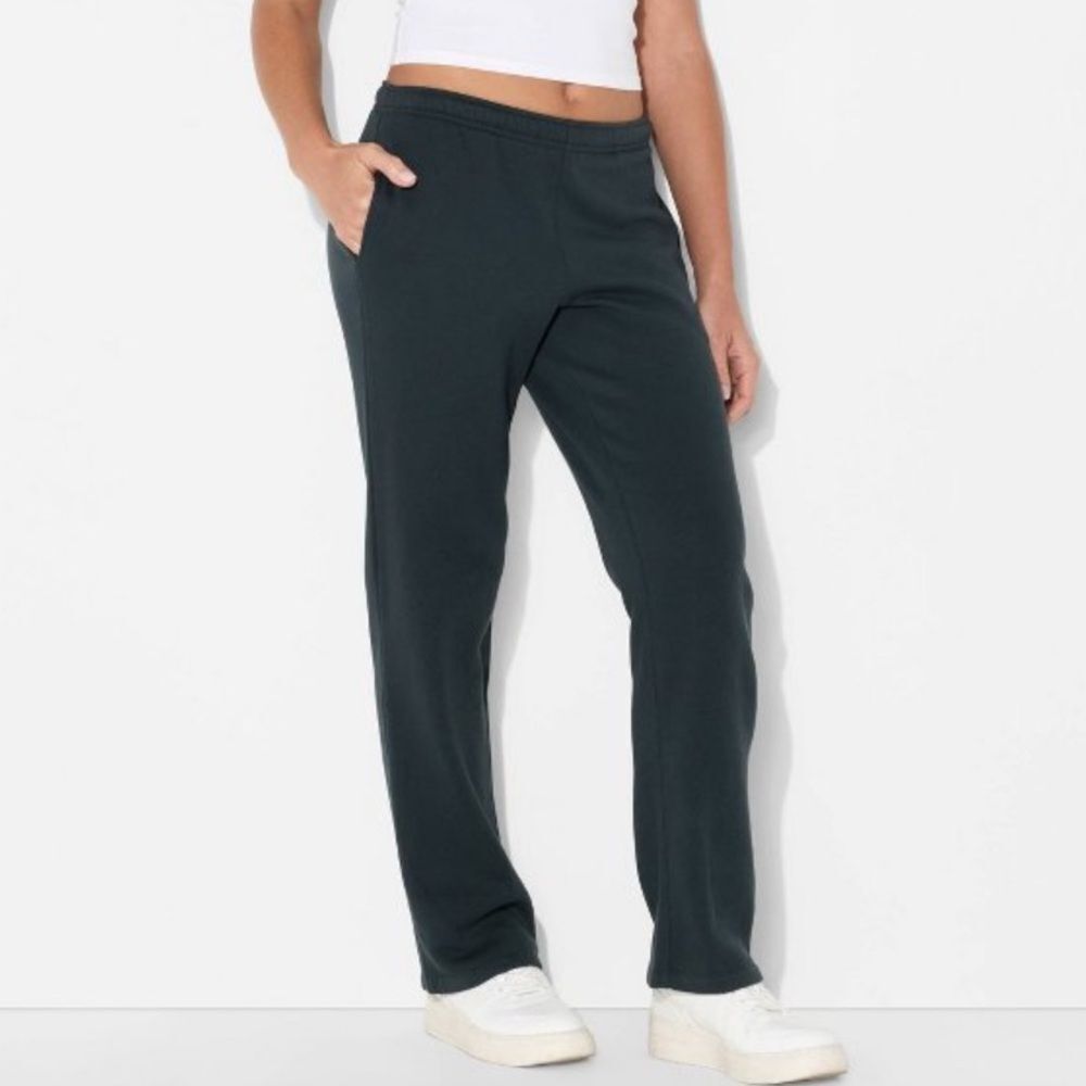 Wild Fable XXS Black Mid Rise Slim Straight Hematite Cotton Blend Sweatpants